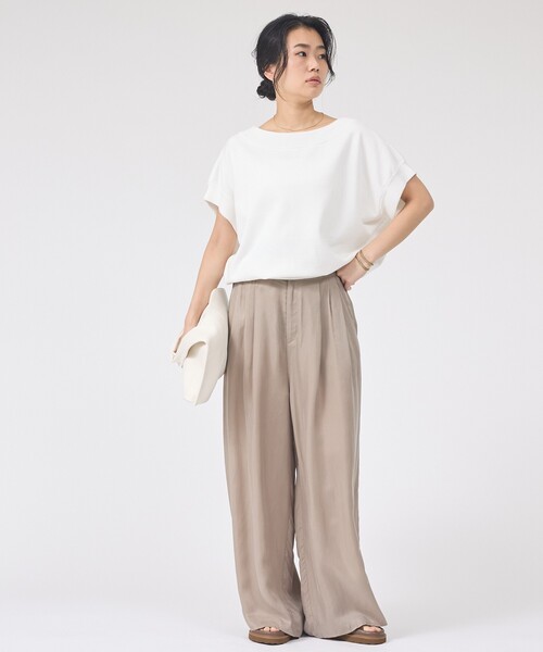 Rouge vif（ルージュヴィフ）の「スレッド編裏毛風ニットプルオーバー/オフショルダー/ワンショルダー/夏服（ニット/セーター・レディース・オフホワイト/グレー/セージグリーン・フリー）」の11枚目の写真