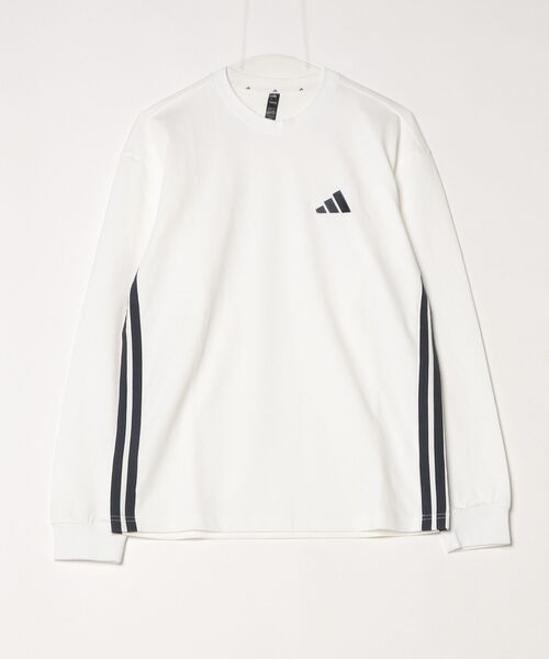 adidas(アディダス)の「【別注】アディダス adidas ルーズフィット デニムルック ツイル スリーストライプス 長袖Tシャツ 限定コラボ(Tシャツ/カットソー・メンズ・ブラック/ホワイト・S/M/L/LL/3L)」の1枚目の写真
