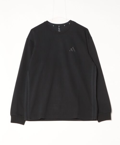 adidas(アディダス)の「【別注】アディダス adidas ルーズフィット デニムルック ツイル スリーストライプス 長袖Tシャツ 限定コラボ(Tシャツ/カットソー・メンズ・ブラック/ホワイト・S/M/L/LL/3L)」の2枚目の写真