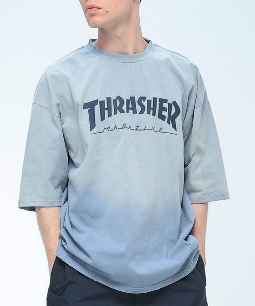 THRASHER（スラッシャー）の「THRASHER (スラッシャー) ダメージ加工 グラデーション Tシャツ 半袖 ビッグシルエット オーバーサイズ ヴィンテージ ユニセックス（Tシャツ/カットソー・メンズ・ピンク/ブラウン/ブルー/ブラック・M/L/LL）」の4枚目の写真