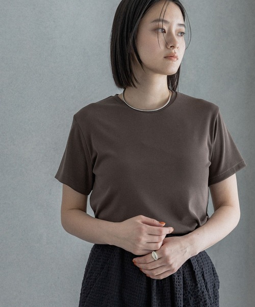 A part by(アパートバイ)の「【理想のシンプルT】サンドウォッシュフライスTシャツ(Tシャツ/カットソー・レディース・ブルー系その他3/チャコールグレー/オフホワイト/ベージュ・FREE)」の9枚目の写真