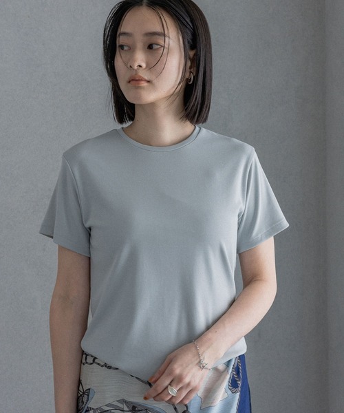 A part by(アパートバイ)の「【理想のシンプルT】サンドウォッシュフライスTシャツ(Tシャツ/カットソー・レディース・ブルー系その他3/チャコールグレー/オフホワイト/ベージュ・FREE)」の18枚目の写真