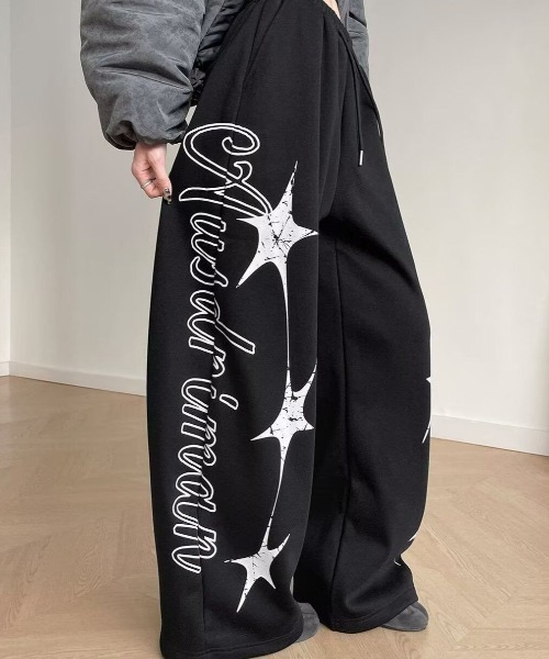 Sibra(シブラ)の「ロゴスタープリントルーズスウェットパンツ(スウェットパンツ・レディース・グレー/ブラック・M)」の2枚目の写真