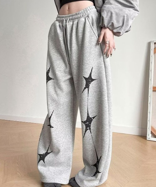 Sibra(シブラ)の「ロゴスタープリントルーズスウェットパンツ(スウェットパンツ・レディース・グレー/ブラック・M)」の14枚目の写真