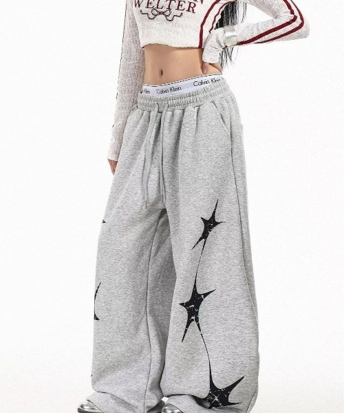 Sibra(シブラ)の「ロゴスタープリントルーズスウェットパンツ(スウェットパンツ・レディース・グレー/ブラック・M)」の10枚目の写真