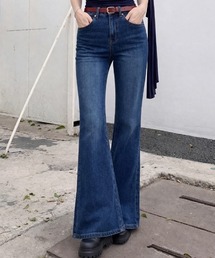 ハイウエスト セミフレア デニム パンツ