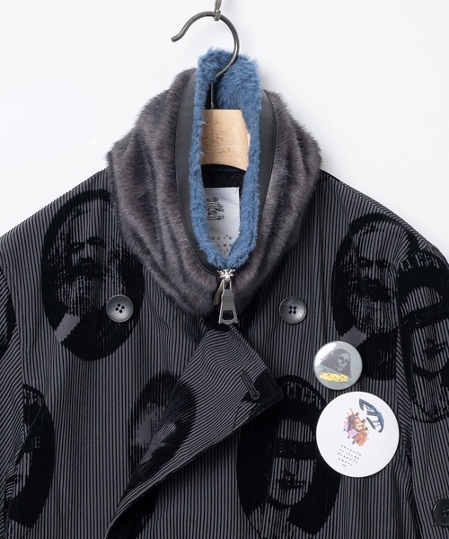 STOF(ストフ)の「Alternative Chaos Coat(チェスターコート・メンズ・ブラック/ブラック×グレー・M/S)」の19枚目の写真