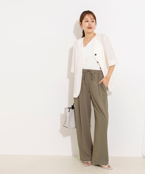 NOLLEY’S(ノーリーズ)の「【WEB&一部店舗限定カラー】《セットアップ対応》ジョーゼットイージーワイドパンツ(その他パンツ・レディース・チャコールグレー/ブラック/オリーブ・38/36/34)」の6枚目の写真