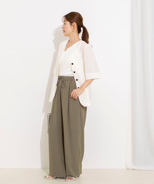 NOLLEY’S(ノーリーズ)の「【WEB&一部店舗限定カラー】《セットアップ対応》ジョーゼットイージーワイドパンツ(その他パンツ・レディース・チャコールグレー/ブラック/オリーブ・38/36/34)」の7枚目の写真
