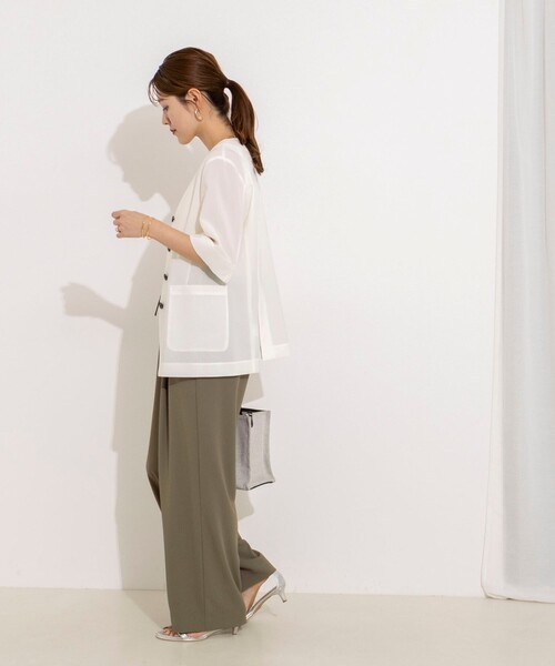 NOLLEY’S(ノーリーズ)の「【WEB&一部店舗限定カラー】《セットアップ対応》ジョーゼットイージーワイドパンツ(その他パンツ・レディース・チャコールグレー/ブラック/オリーブ・38/36/34)」の8枚目の写真