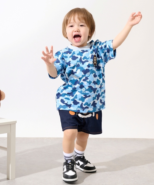 XLARGE KIDS（エクストララージキッズ）の「ファニーゴリラカモ総柄 半袖Tシャツ（Tシャツ/カットソー・キッズ・ブルー/グリーン・90cm/100cm/110cm/140cm/120cm/130cm/80ｃｍ）」の7枚目の写真