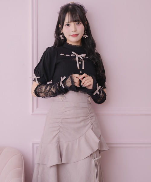 ROJITA(ロジータ)の「レースアームウォーマー付きデコルテレーストップス(Tシャツ/カットソー・レディース・ブラック/グレー/ホワイト・FREE)」の16枚目の写真
