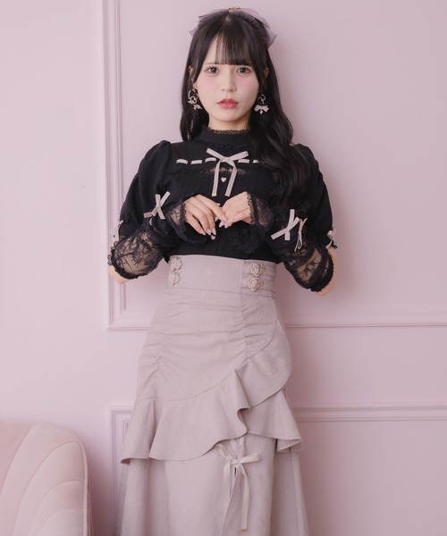 ROJITA(ロジータ)の「レースアームウォーマー付きデコルテレーストップス(Tシャツ/カットソー・レディース・ブラック/グレー/ホワイト・FREE)」の17枚目の写真