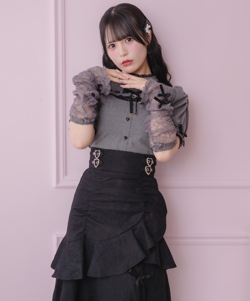 ROJITA(ロジータ)の「レースアームウォーマー付きデコルテレーストップス(Tシャツ/カットソー・レディース・ブラック/グレー/ホワイト・FREE)」の22枚目の写真
