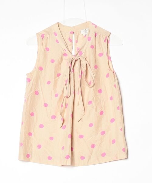 kate spade ケイトスペード ドット水玉 フリルノースリーブブラウス ブランド古着】ドット柄ノースリーブブラウス（シャツ/ブラウス