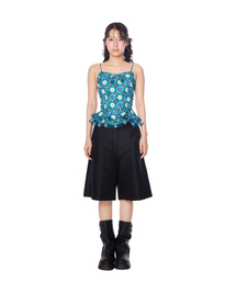 Signature Floral Lace-up Waist Sleeveless Top