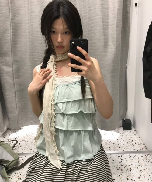 EXPIRED GIRL(エクスパイアードガール)の「Unbalanced Frill Cami Mint(Tシャツ/カットソー・レディース・その他・FREE)」の6枚目の写真