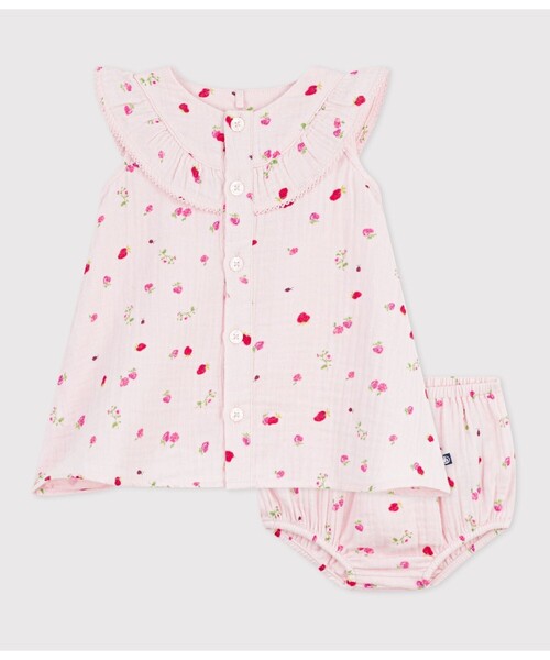 ダブルガーゼワンピース＆ブルマセット（ワンピース）｜PETIT BATEAU 
