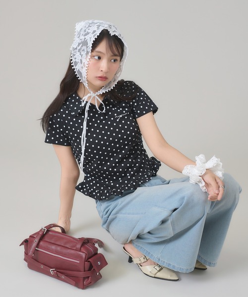 apres jour mignon(アプレジュールミニョン)の「裾フリルドットポロ(ポロシャツ・レディース・オフホワイト/ネイビー/ブラック・フリー/LARGE)」の18枚目の写真
