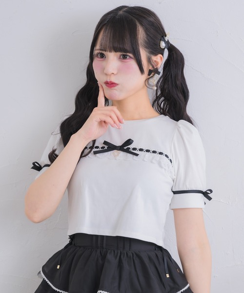 ROJITA(ロジータ)の「ボリューム袖レースデザインTシャツ(Tシャツ/カットソー・レディース・ブラック/ホワイト/マルチ・FREE)」の14枚目の写真