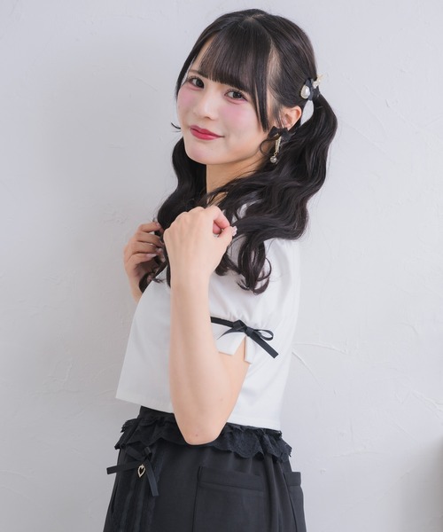 ROJITA(ロジータ)の「ボリューム袖レースデザインTシャツ(Tシャツ/カットソー・レディース・ブラック/ホワイト/マルチ・FREE)」の15枚目の写真