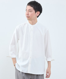 MEN'S MELROSE | マルチファブリックバンドカラー8分袖シャツ(シャツ/ブラウス)