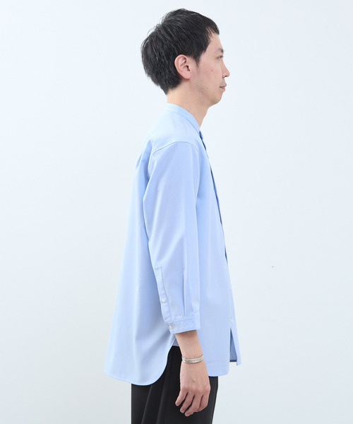 MEN'S MELROSE(メンズメルローズ)の「マルチファブリックバンドカラー8分袖シャツ(シャツ/ブラウス・メンズ・ストライプ/ホワイト/ブルー・4/2/3)」の7枚目の写真
