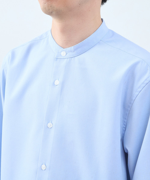 MEN'S MELROSE(メンズメルローズ)の「マルチファブリックバンドカラー8分袖シャツ(シャツ/ブラウス・メンズ・ストライプ/ホワイト/ブルー・4/2/3)」の8枚目の写真