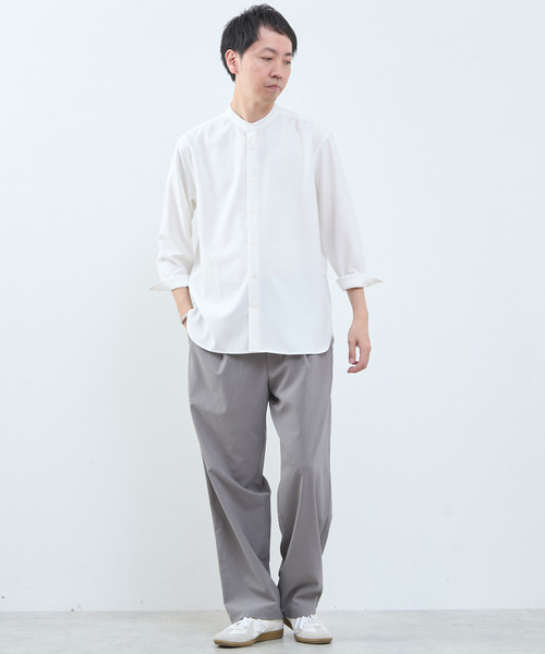 MEN'S MELROSE(メンズメルローズ)の「マルチファブリックバンドカラー8分袖シャツ(シャツ/ブラウス・メンズ・ストライプ/ホワイト/ブルー・4/2/3)」の19枚目の写真