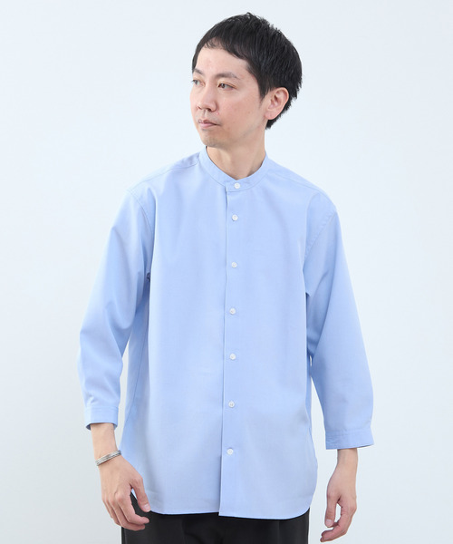 MEN'S MELROSE(メンズメルローズ)の「マルチファブリックバンドカラー8分袖シャツ(シャツ/ブラウス・メンズ・ストライプ/ホワイト/ブルー・4/2/3)」の21枚目の写真