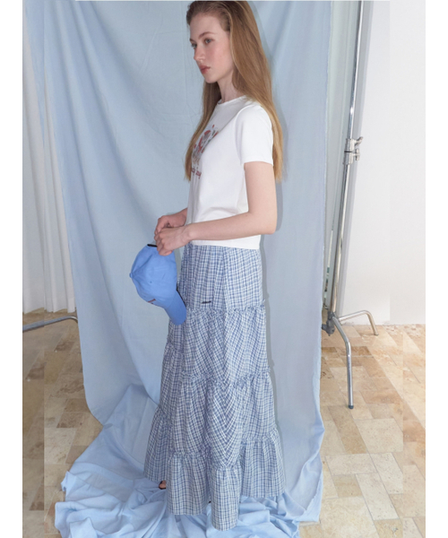 ETMON（エトモン）の「Check frill Tiered Skirt, Navy（スカート・レディース・その他・F）」の3枚目の写真