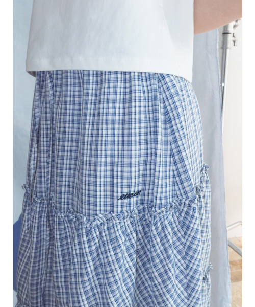 ETMON（エトモン）の「Check frill Tiered Skirt, Navy（スカート・レディース・その他・F）」の4枚目の写真