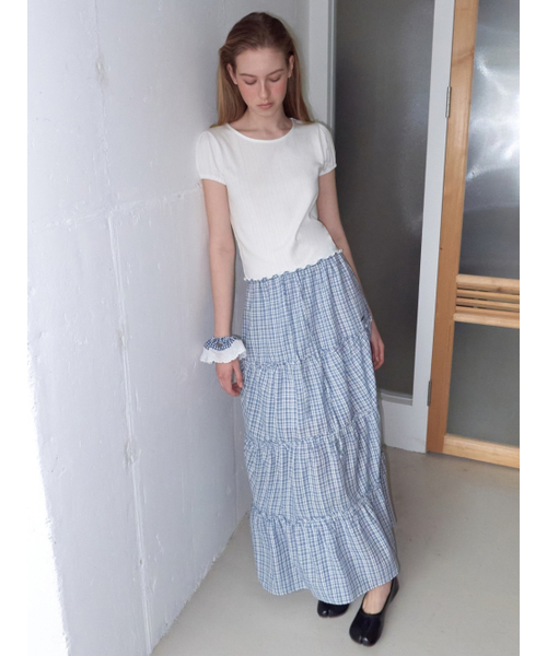 ETMON（エトモン）の「Check frill Tiered Skirt, Navy（スカート・レディース・その他・F）」の5枚目の写真