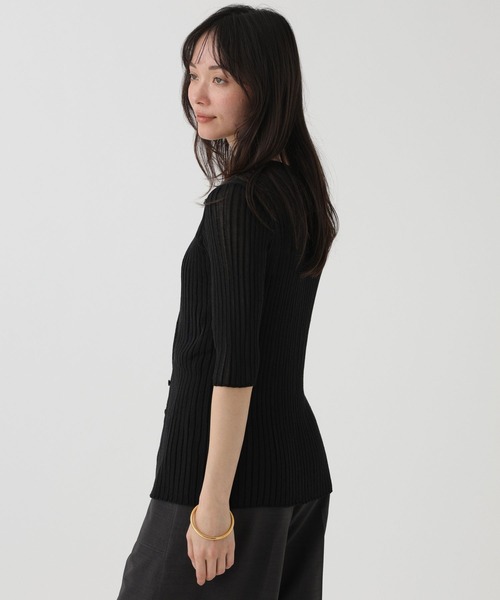BABYLONE(バビロン)の「ワイドリブVネックカーディガン(カーディガン/ボレロ・レディース・ブラック/ベージュ・フリー)」の8枚目の写真