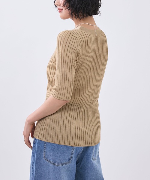 BABYLONE(バビロン)の「ワイドリブVネックカーディガン(カーディガン/ボレロ・レディース・ブラック/ベージュ・フリー)」の14枚目の写真