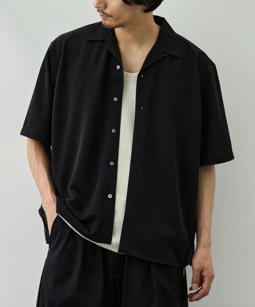 KANEMASA PHIL.(カネマサフィル)の「【KANEMASA PHIL./カネマサフィル】36G Cupro Ether Shirt(シャツ/ブラウス・メンズ・ダークグレー/ブラック・M/S)」の1枚目の写真