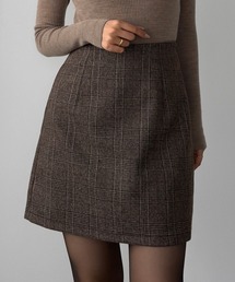 裏起毛チェック柄ミニスカート（インパン付き）