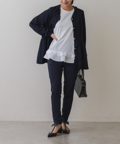 Sono(ソーノ)の「【SONO/ソーノ】【SONO NAVY/ソーノネイビー】フリルトリミング オープンブラウス(シャツ/ブラウス・レディース・ホワイト/ネイビー・F)」の20枚目の写真