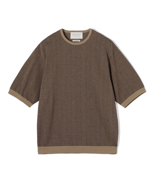TOMORROWLAND tricot ヘリンボーン柄 強撚ハイゲージコットンニットT