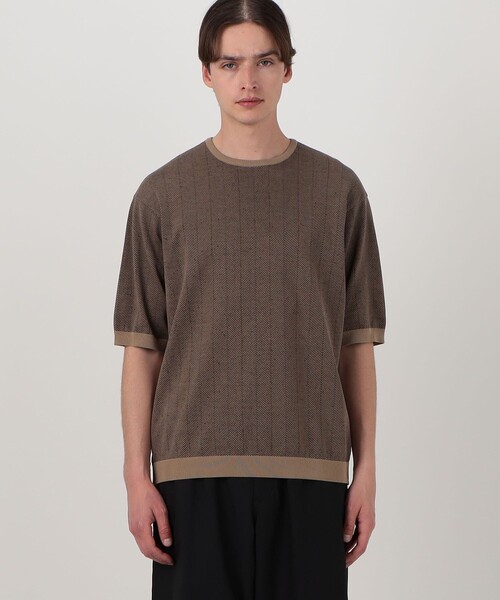 TOMORROWLAND (トゥモローランド)の「TOMORROWLAND tricot ヘリンボーン柄 強撚ハイゲージコットンニットTシャツ(ニット/セーター・メンズ・グレー系その他/ブラウン系その他・L/S/M)」の11枚目の写真