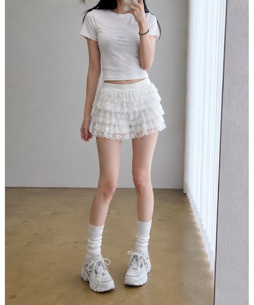 Bling Leads(ブリングリーズ)の「【Bls】 【ZL】【Bling Leads】レイヤードレースパンツ(その他パンツ・レディース・ホワイト/ブラック/ベージュ・MEDIUM/LARGE)」の10枚目の写真