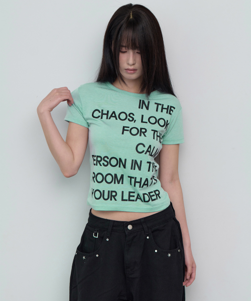 5OML(オーオーエムエル)の「カラー スリム ショートスリーブ ミント(Tシャツ/カットソー・レディース・ミント・FREE)」の2枚目の写真