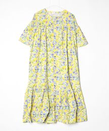 花柄切替ギャザーワンピース
