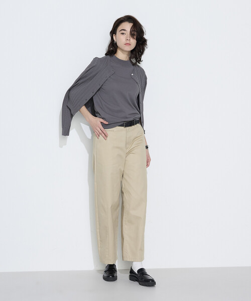 COMME CA(コムサ)の「〔 TALLサイズ 〕 コットンダルストレッチ プルオーバー(ニット/セーター・レディース・オフホワイト/グレー・15号)」の3枚目の写真