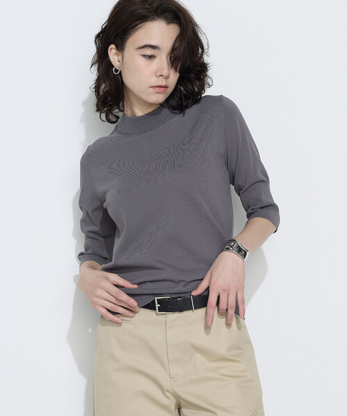COMME CA(コムサ)の「〔 TALLサイズ 〕 コットンダルストレッチ プルオーバー(ニット/セーター・レディース・オフホワイト/グレー・15号)」の4枚目の写真