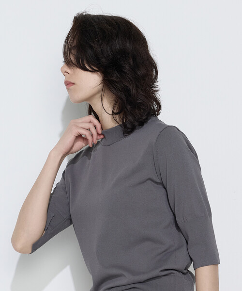 COMME CA(コムサ)の「〔 TALLサイズ 〕 コットンダルストレッチ プルオーバー(ニット/セーター・レディース・オフホワイト/グレー・15号)」の6枚目の写真