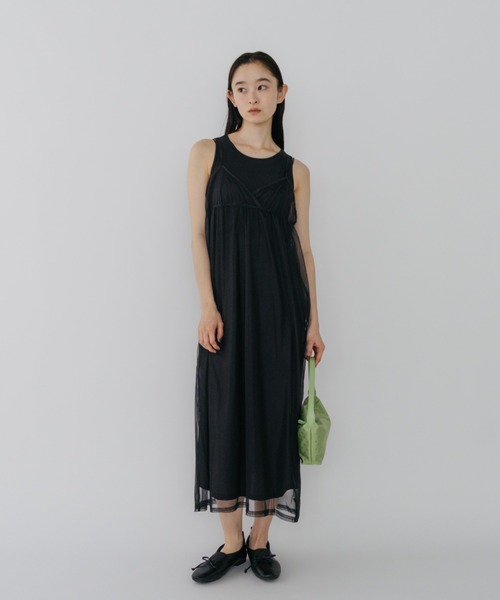 duei(デュイ)の「タンクワンピース×チュールキャミワンピース レイヤードセット(ワンピース・レディース・ブラック/グレー・FREE)」の3枚目の写真
