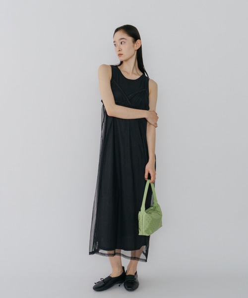 duei(デュイ)の「タンクワンピース×チュールキャミワンピース レイヤードセット(ワンピース・レディース・ブラック/グレー・FREE)」の6枚目の写真