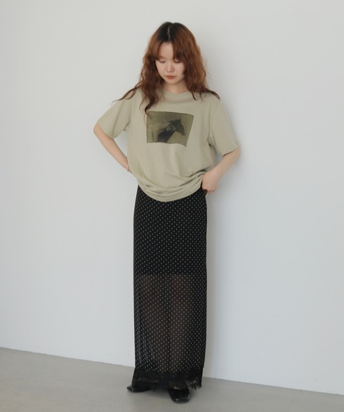 cheriella（シェリエラ）の「【cheriella】ドットレースシアーロングスカート  DOT LACE SHEER LONG SKIRT（スカート・レディース・ブラック/ホワイト・FREE）」の20枚目の写真