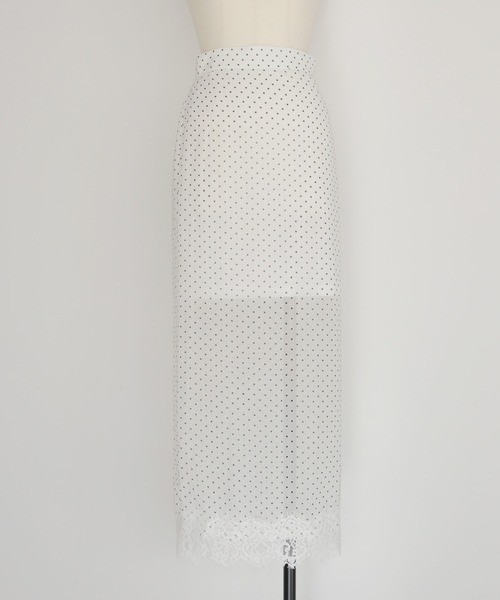 cheriella（シェリエラ）の「【cheriella】ドットレースシアーロングスカート  DOT LACE SHEER LONG SKIRT（スカート・レディース・ブラック/ホワイト・FREE）」の16枚目の写真